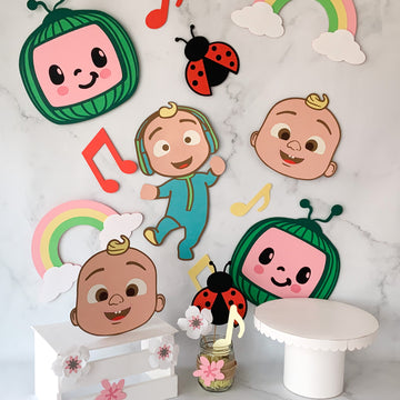 Pinfliers Cocomelon Theme Birthday Party Big Paper Cutouts Set 1